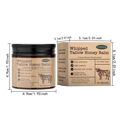 Whipped Beef Tallow Honey Balm Deeply Moisturizer Brightening Fast Absorption Grass Fed Grass Finished Face Cream Body Lotion